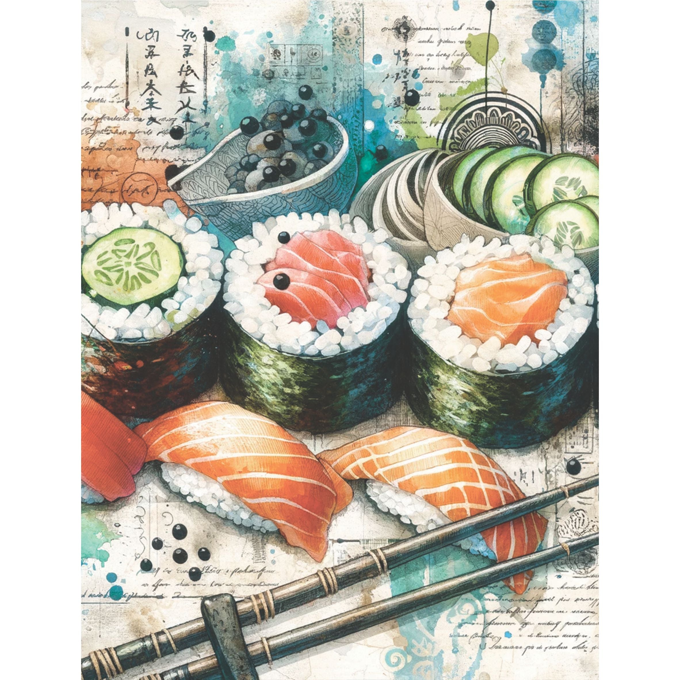 Sushi Rice Paper, 20.32 x 26.67 cm - for Decoupage Scrapbooking Cards Crafts