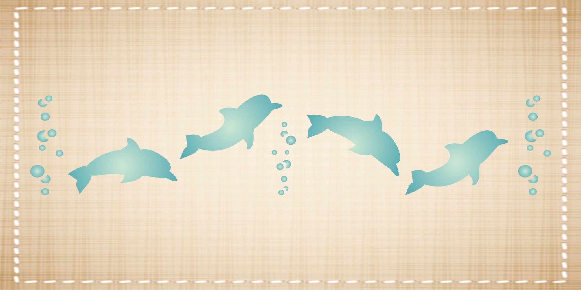 Dolphins, 16.51 x 3.18 cm- Sea Ocean Nautical Seashore Reef Border