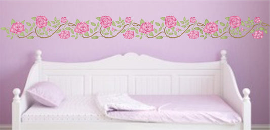 Rose Border Stencil, 36.83 x 11.43 cm - Classic Border Flower Rambling Rose