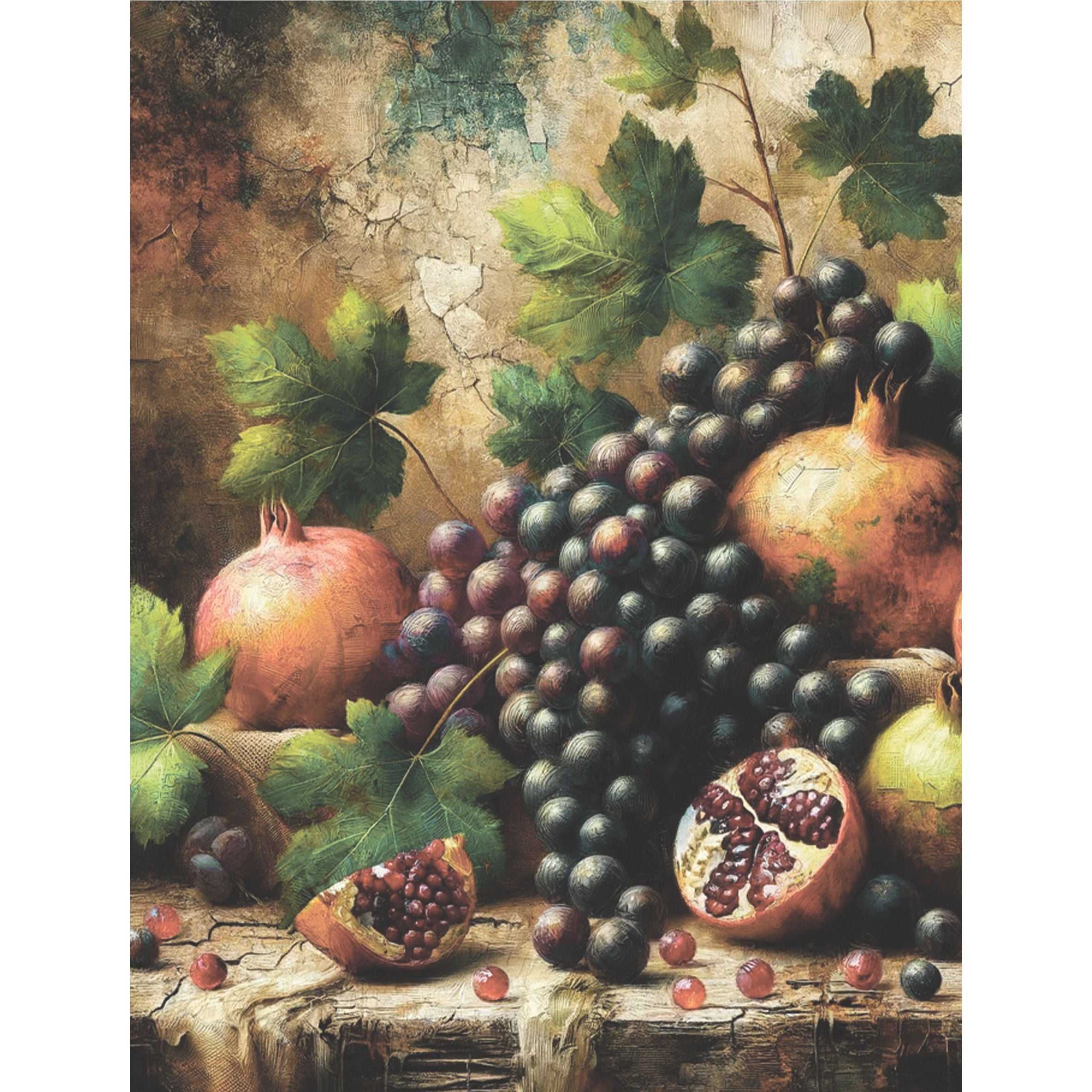 Grapes Rice Paper, 20.32 x 26.67 cm - for Decoupage Scrapbooking Cards Crafts