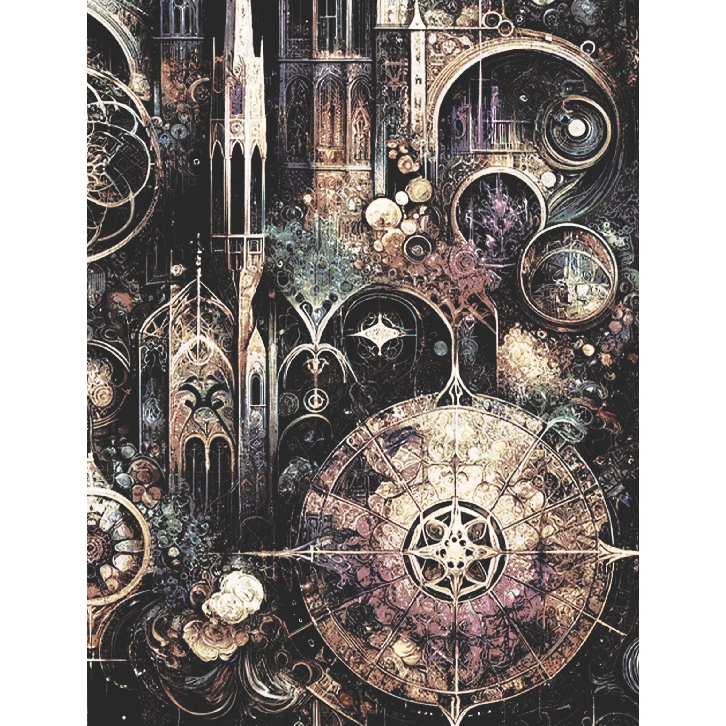 Gothic Spires Rice Paper, 20.32 x 26.67 cm - for Decoupage Scrapbooking Cards Crafts