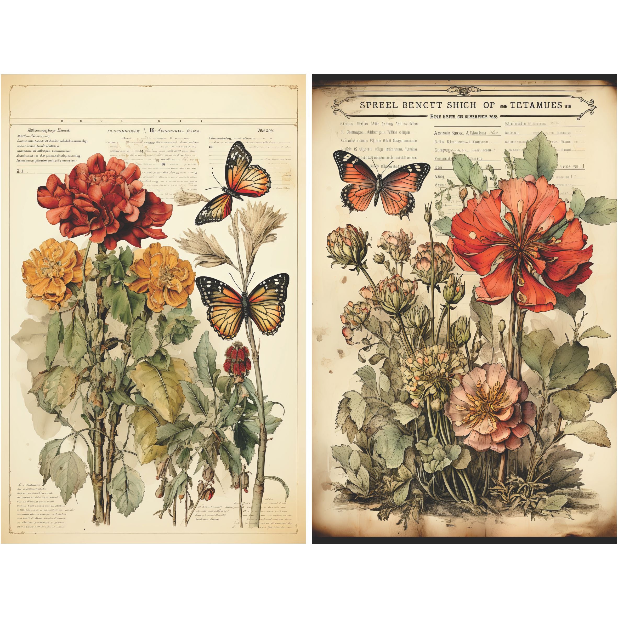 Botanical Decoupage Rice Paper, 20.32 x 26.67 cm - for Decoupage Scrapbooking Crafts