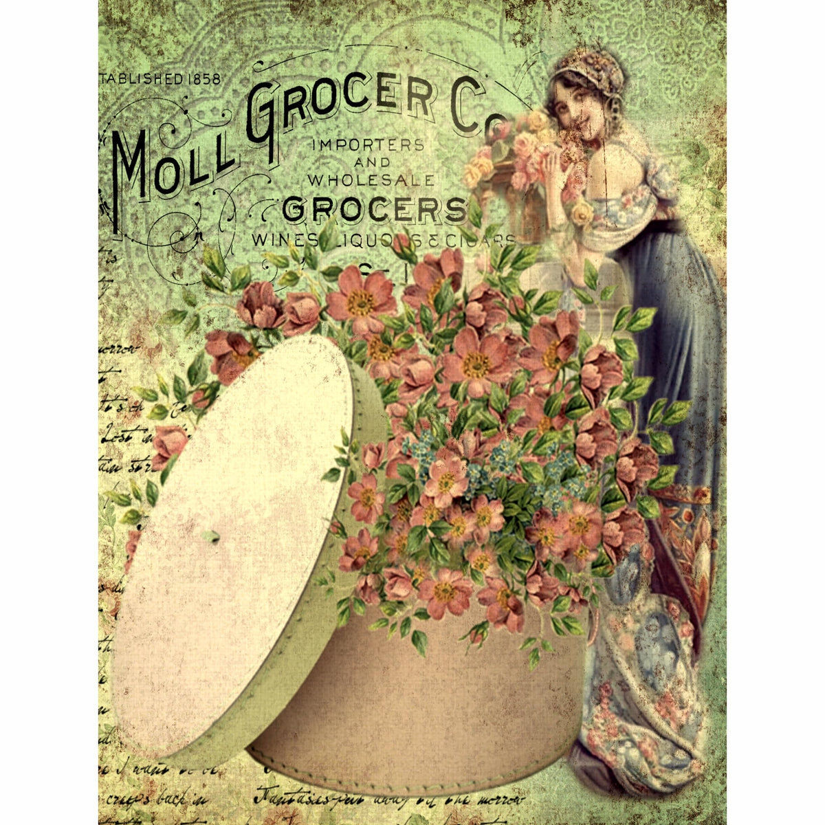 Victorian Decoupage Mulberry Rice Paper, 20.32 x 26.67 cm - 6 Unique Printed Mulberry Paper Images 30gsm Visible Fibres for Decoupage Crafts Mixed Media Collage Art