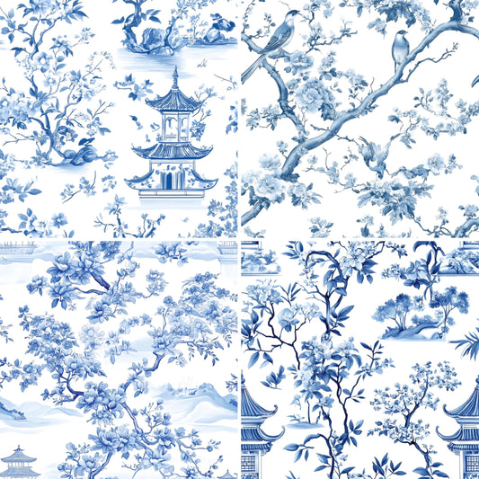 Decoupage Rice Paper (2 pc) - 8x Decoupage Toile de Jouy Designs for Collage, Card Making & Crafts, Decoupage by CRAFT KREATIVELY