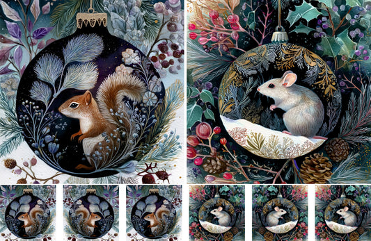 Animal Baubles Decoupage Rice Papers, 8 x 11.5 inch (A4) - 4 Sheets | 32 Pieces | 8 Unique Designs | Versatile Christmas Designs for Art Projects & Crafting by CRAFT KREATIVELY