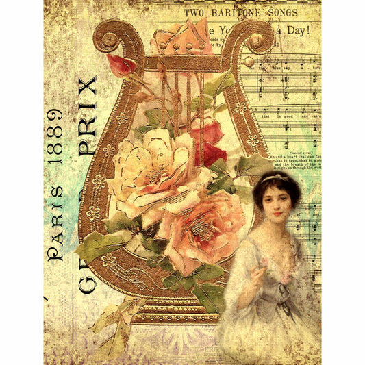 Victorian Decoupage Mulberry Rice Paper, 20.32 x 26.67 cm - 6 Unique Printed Mulberry Paper Images 30gsm Visible Fibres for Decoupage Crafts Mixed Media Collage Art