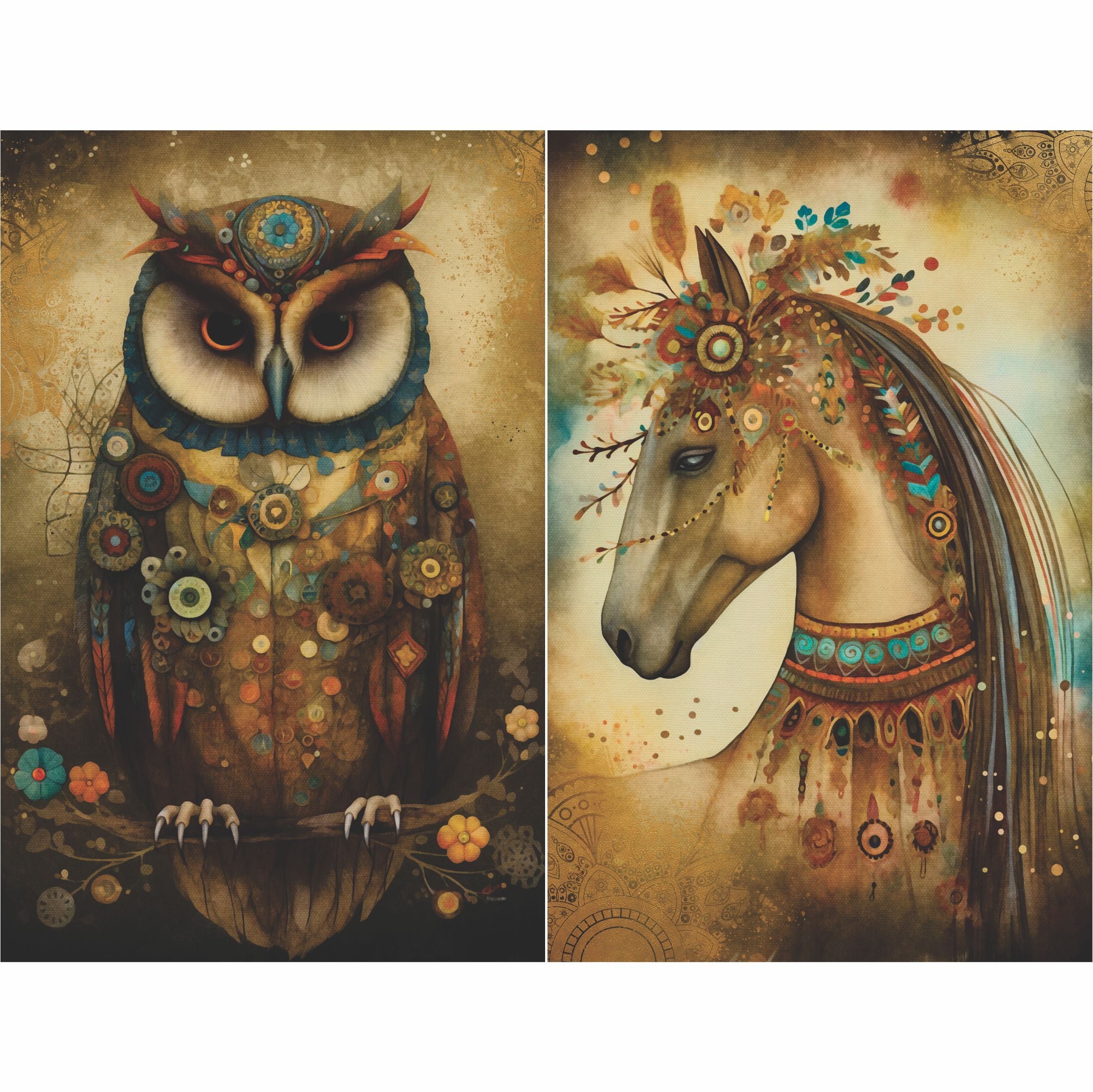 Bohemian Cards Rice Paper, 20.32 x 26.67 cm - Boho for Decoupage Furniture Crafts