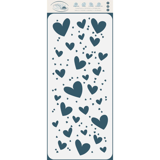 Slimline Hearts Stencil, 10.16 x 22.86 cm - Shape Heart Card Making Slimline DiesCards Template