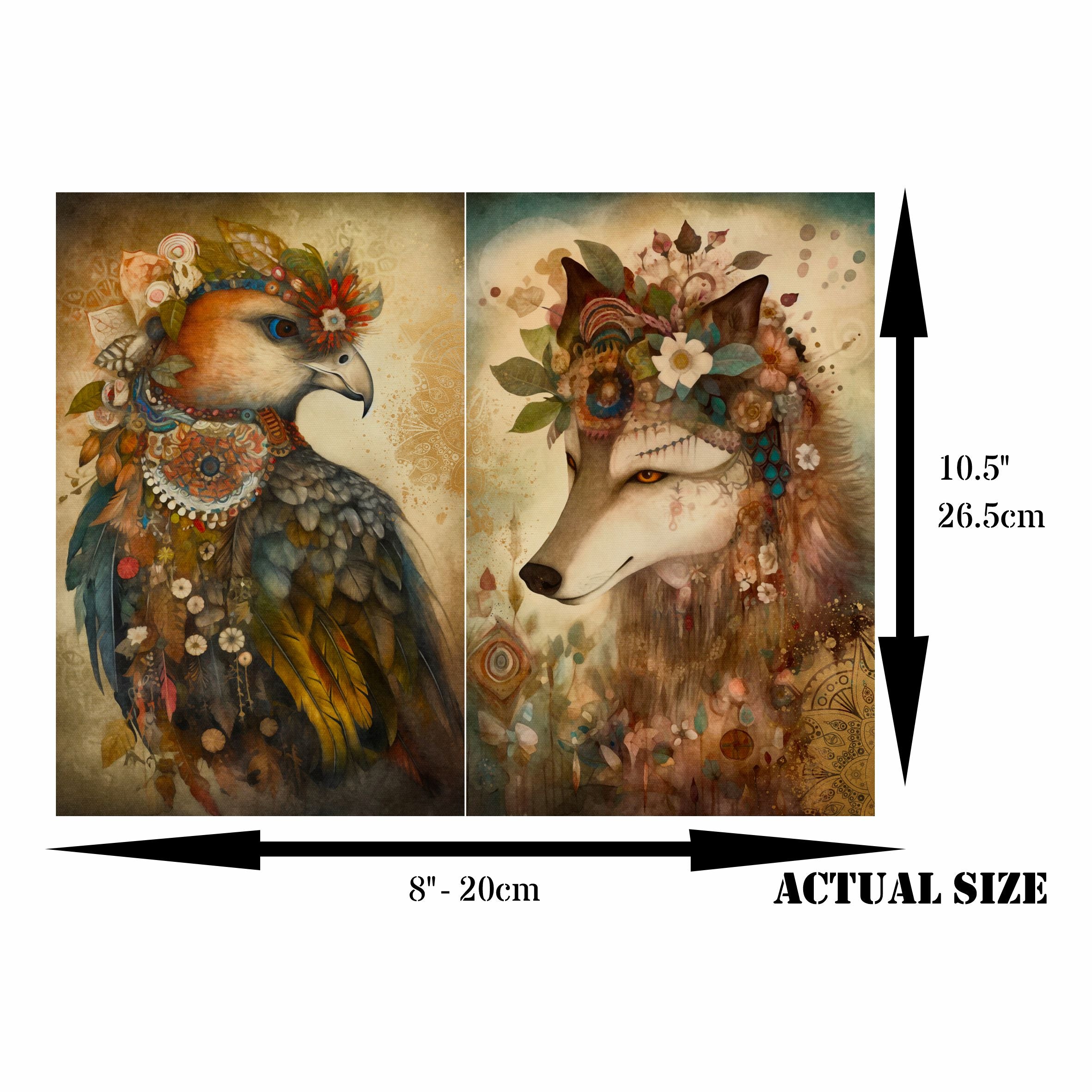 Bohemian Cards Rice Paper, 20.32 x 26.67 cm - Boho for Decoupage Furniture Crafts