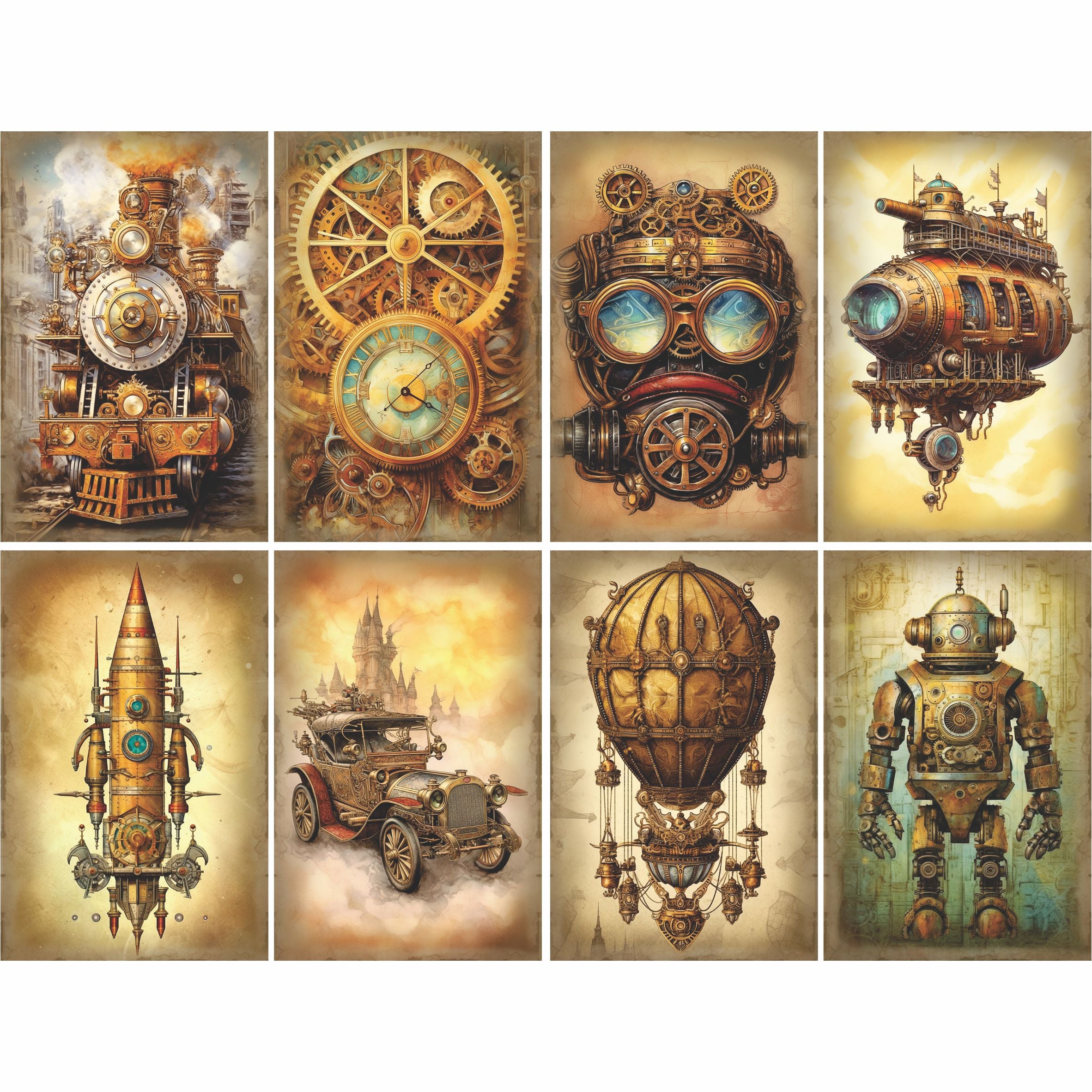 Steampunk Mulberry Rice Paper, 20.32 x 26.67 cm - for Decoupage Cards Crafts