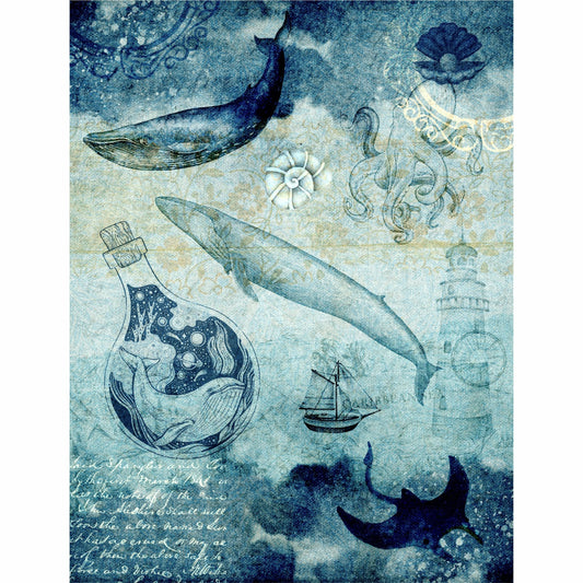 Sea Life Theme Mulberry Rice Paper, 20 x 26,6cm (6pc) - 6 Designs for Scrapbooking Cards Crafts, Decoupage by CRAFT KREATIVELY