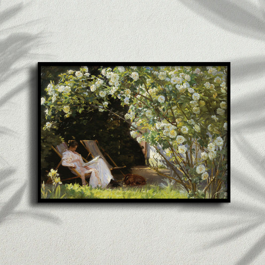 Reading Under the Roses Rice Paper, 29.21 x 40.64 cm - for Decoupage Print Crafts