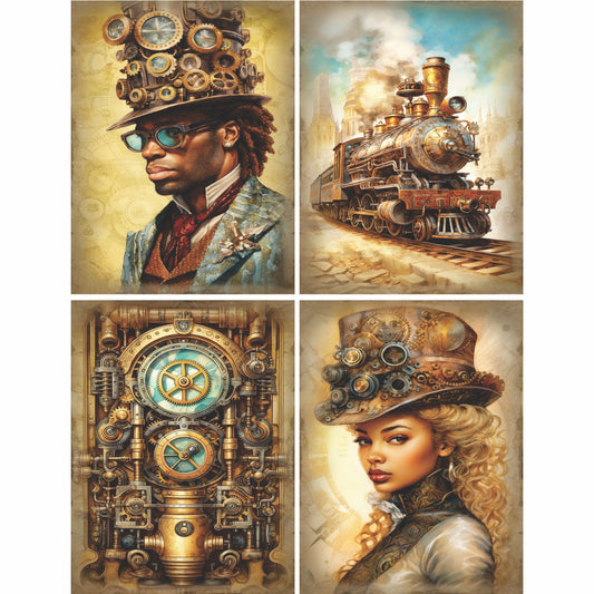 Steampunk Mulberry Rice Paper, 20.32 x 26.67 cm - for Decoupage Cards Crafts