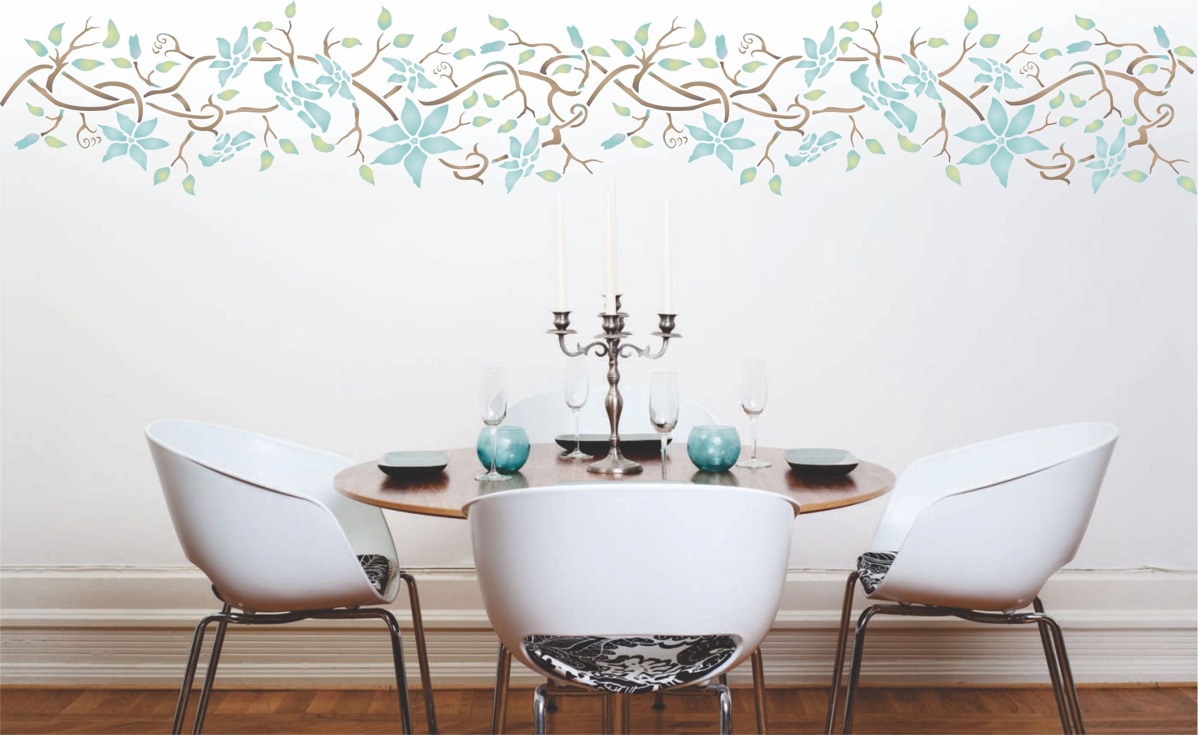 Clematis Stencil,52.07 x 16.51 cm - Classic Border Flower