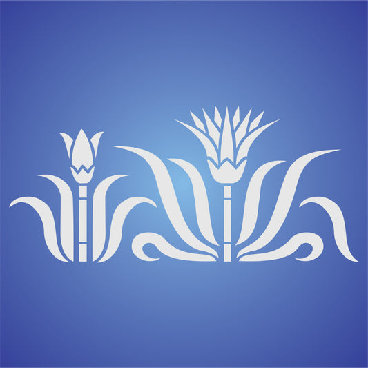Egyptian Lotus Stencil, 25.4 x 11.43 cm - Classic Egyptian Border Flower Symbol