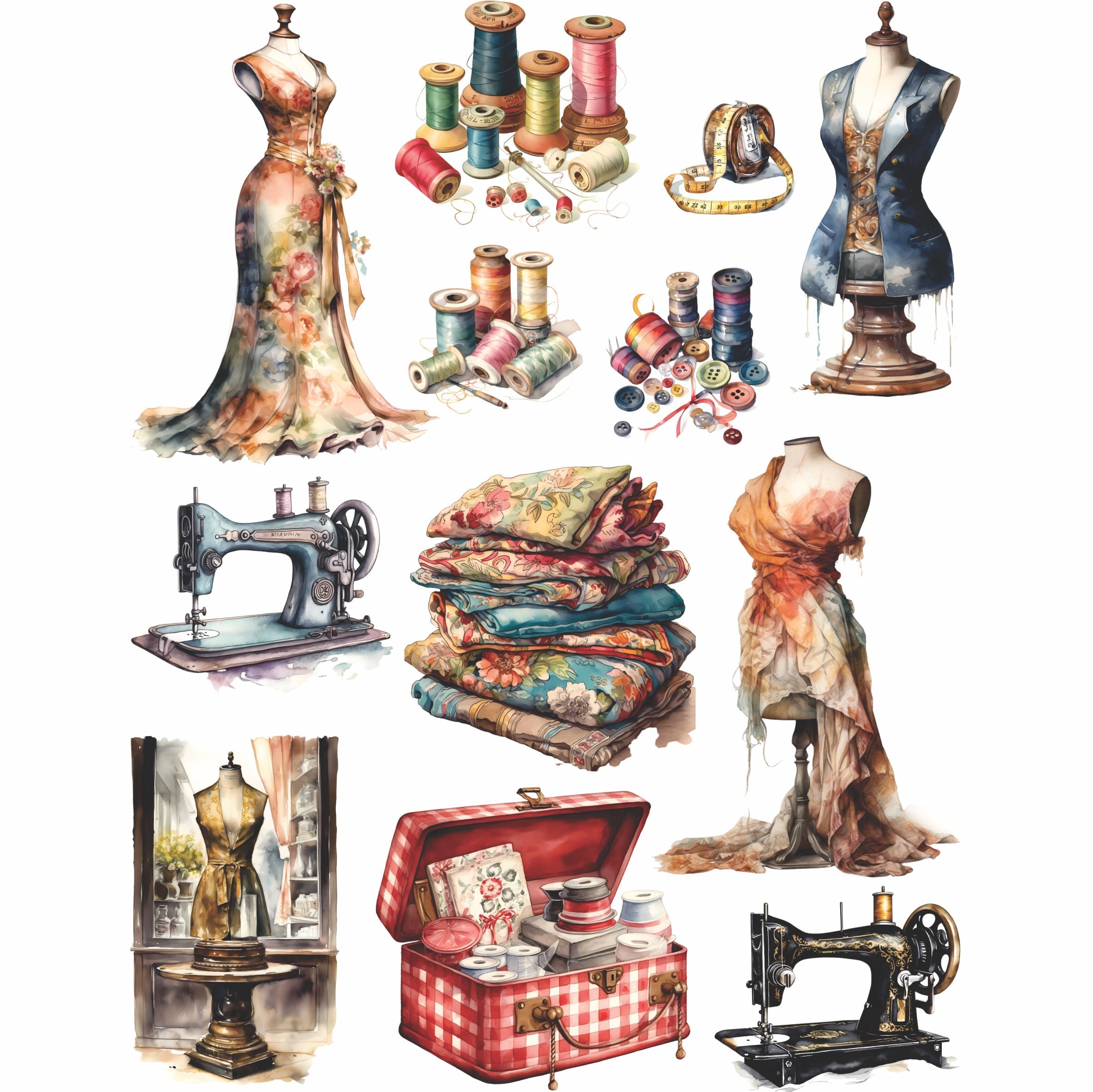 Victorian Sewing Rice Paper, 20.32 x 26.67 cm - for Decoupage Furniture Crafts