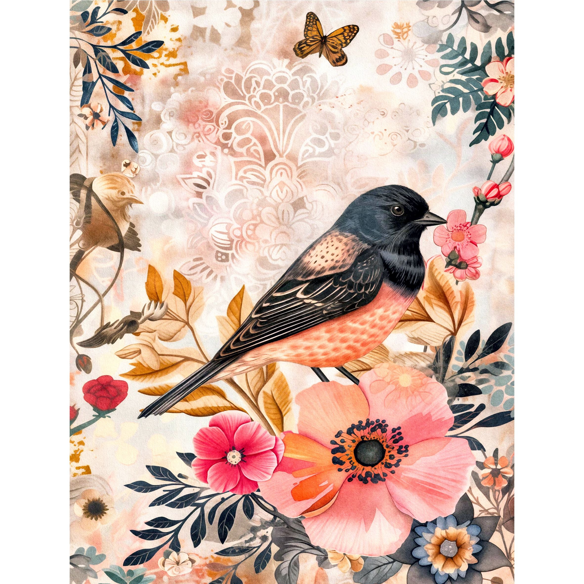 Birds Decoupage Rice Paper, 20.32 x 26.67 cm - for Scrapbooking Cards Crafts