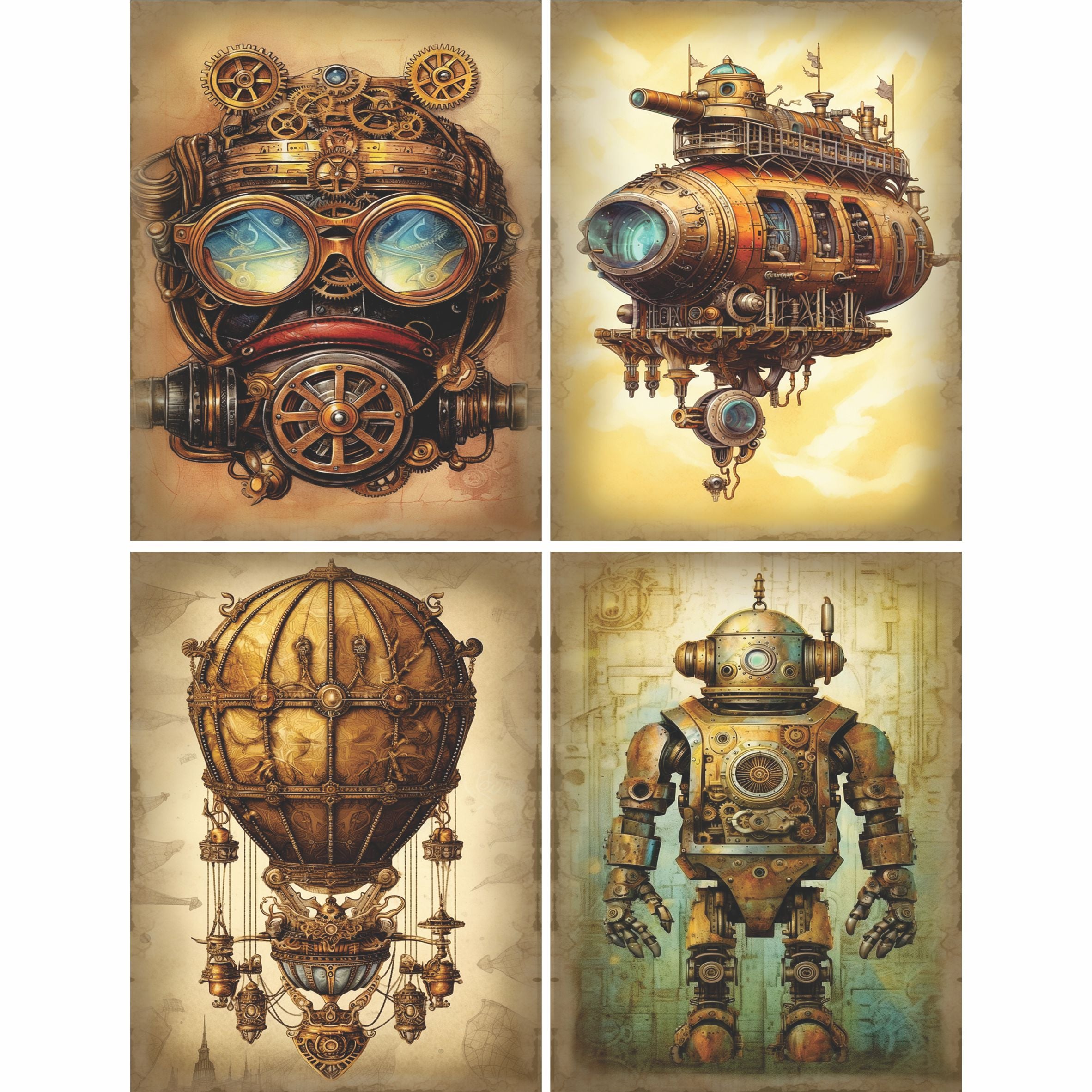 Steampunk Mulberry Rice Paper, 20.32 x 26.67 cm - for Decoupage Cards Crafts