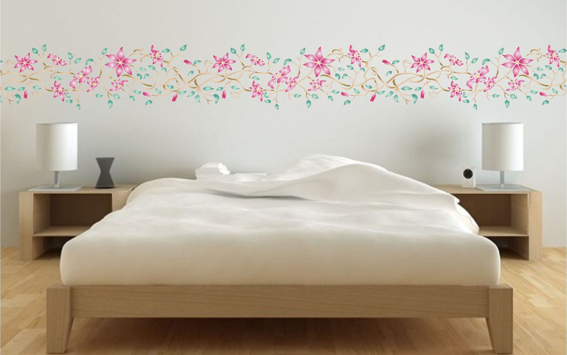 Clematis Stencil,52.07 x 16.51 cm - Classic Border Flower