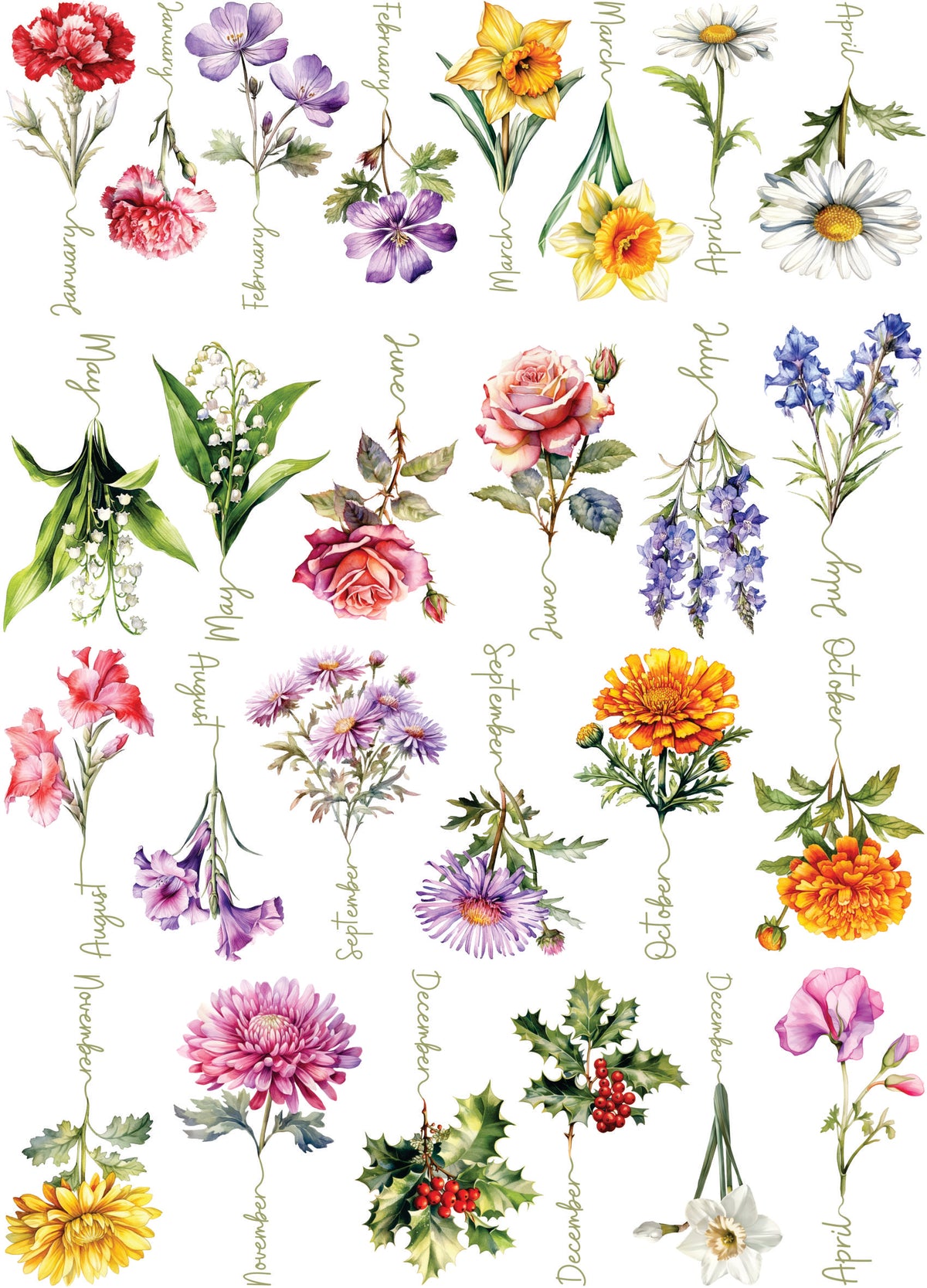 Birthday Flowers Rice Paper, 29.21 x 40.64 cm - for Decoupage Furniture Crafts