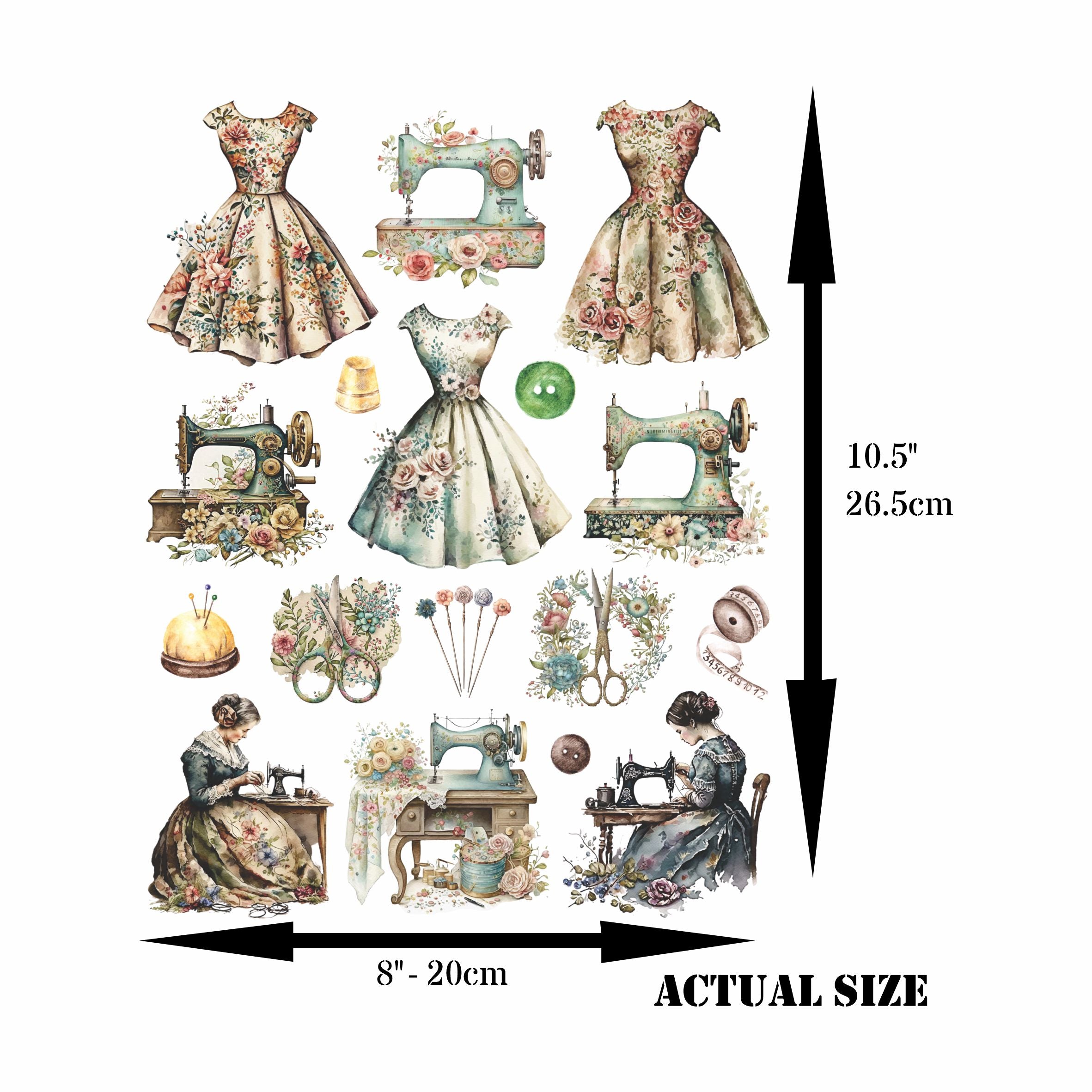 Victorian Sewing Rice Paper, 20.32 x 26.67 cm - for Decoupage Furniture Crafts