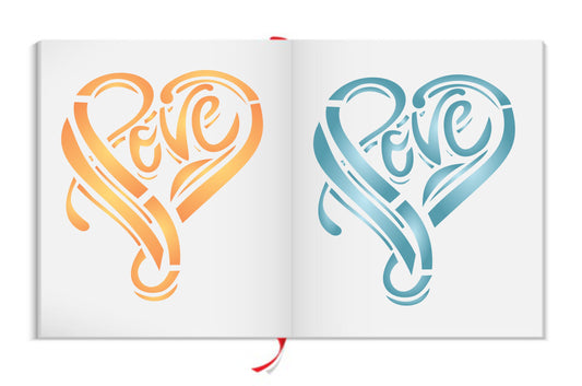 Valentine Love Heart Stencil, 8.26 x 10.16 cm-Template Valentine Stencils