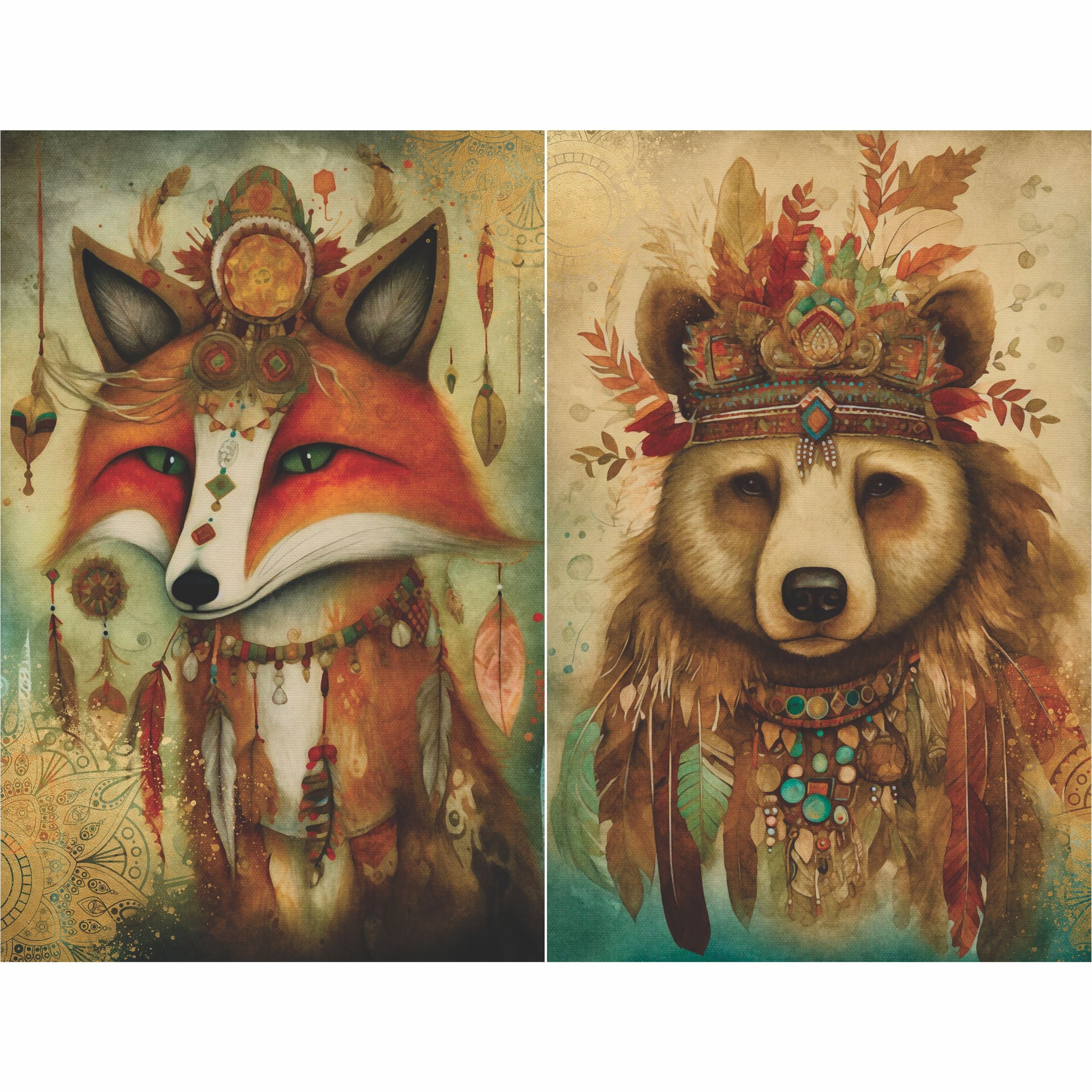 Bohemian Cards Rice Paper, 20.32 x 26.67 cm - Boho for Decoupage Furniture Crafts