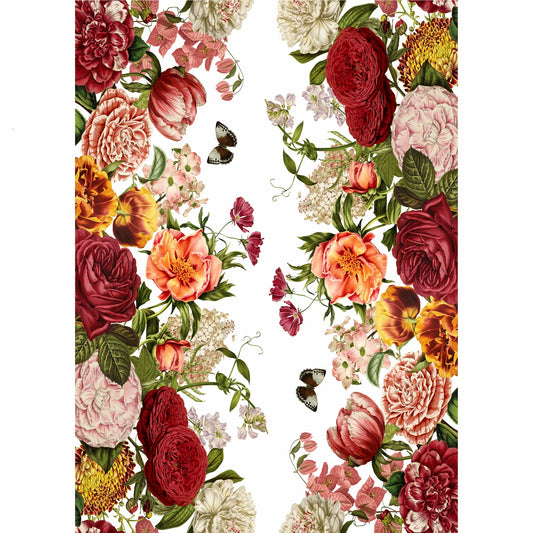 Red Rose Border Rice Paper- 3 Sheets Printed Mulberry Paper Border 36gsm