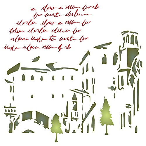 City Scene Stencil, 25.4 x 25.4 cm (L) - Scenery Mask Backdrop Landmark