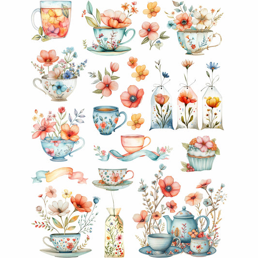 Tea Time Rice Paper, 20.32 x 26.67 cm – for Decoupage Cards Craft