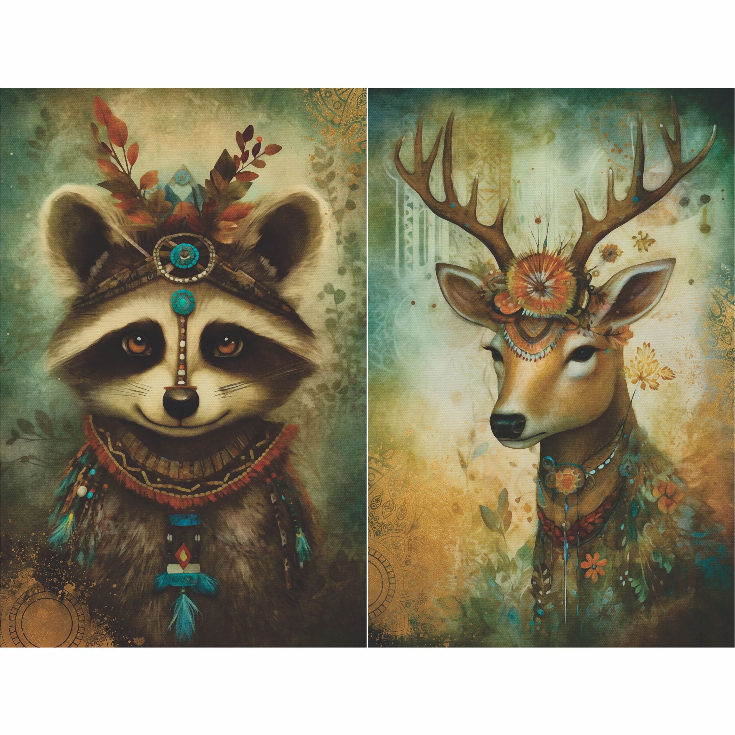 Bohemian Cards Rice Paper, 20.32 x 26.67 cm - Boho for Decoupage Furniture Crafts