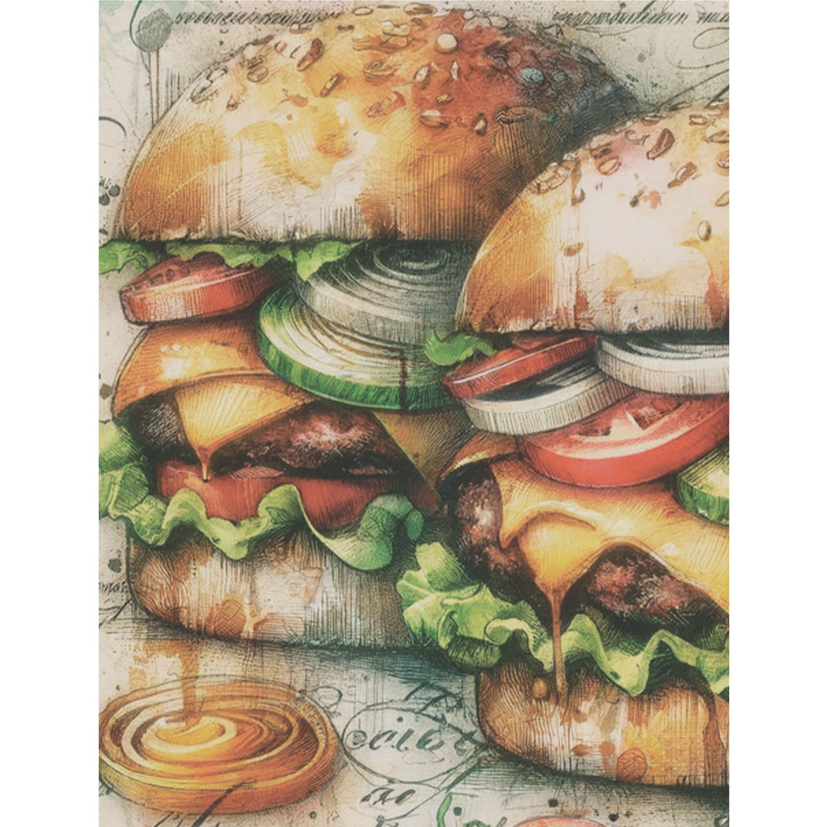 Burger Rice Paper, 20.32 x 26.67 cm - for Decoupage Scrapbooking Cards Crafts
