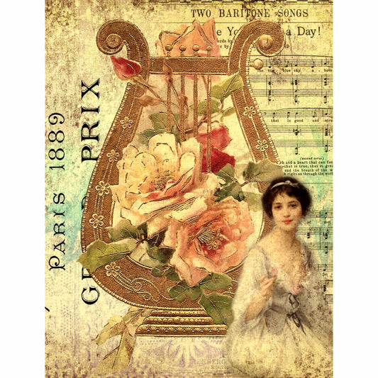 Victorian Decoupage Rice Paper- 6 Unique Printed Mulberry Paper Images 30gsm