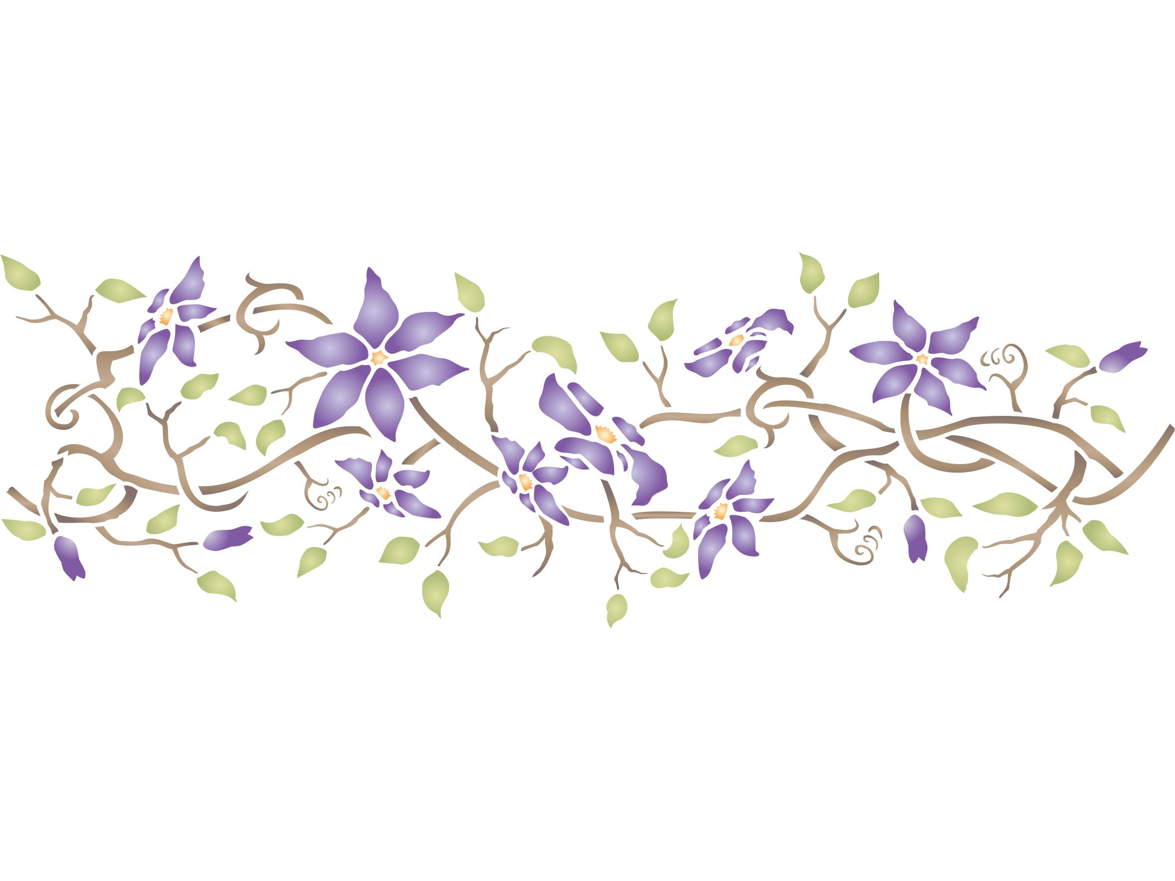 Clematis Stencil,52.07 x 16.51 cm - Classic Border Flower