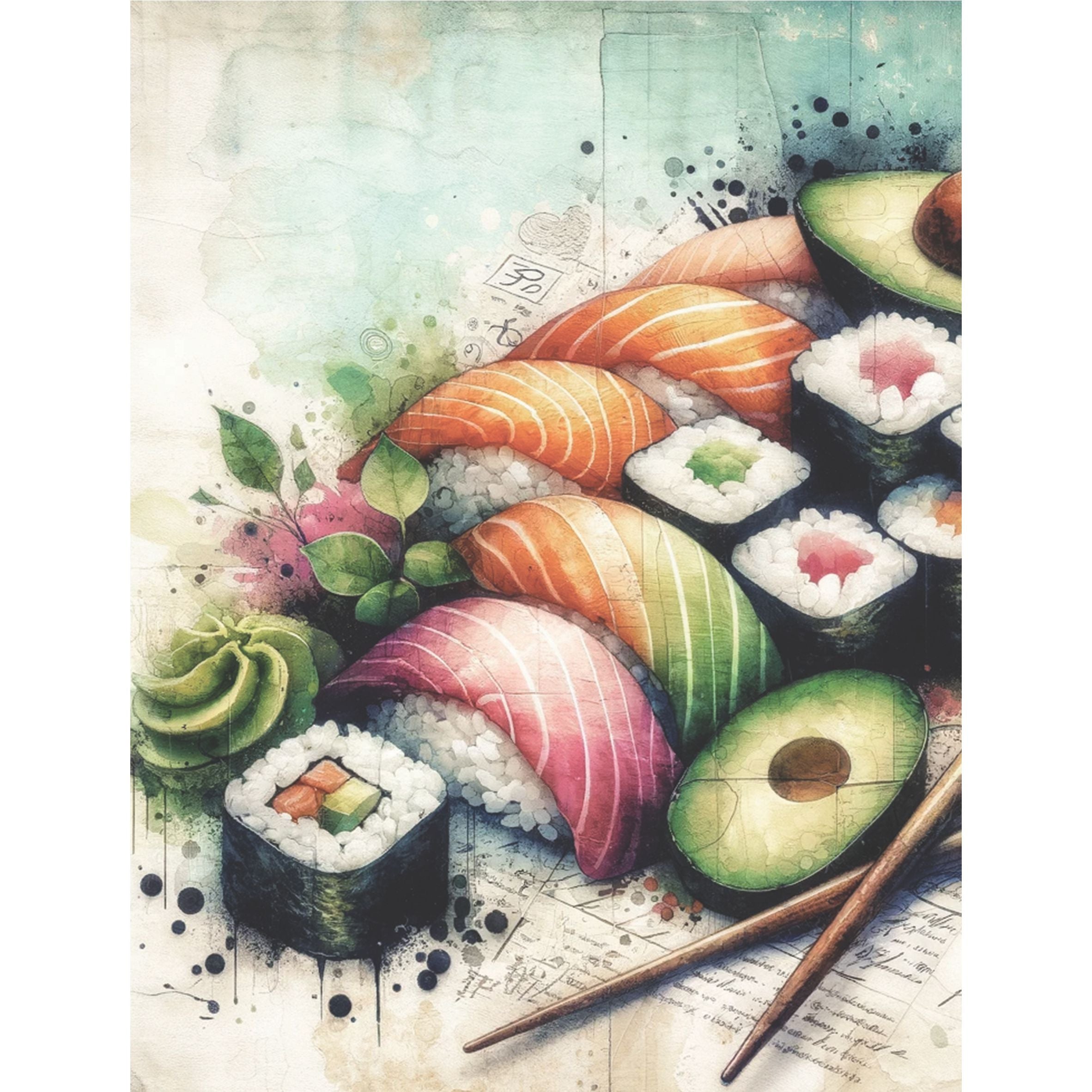 Sushi Rice Paper, 20.32 x 26.67 cm - for Decoupage Scrapbooking Cards Crafts