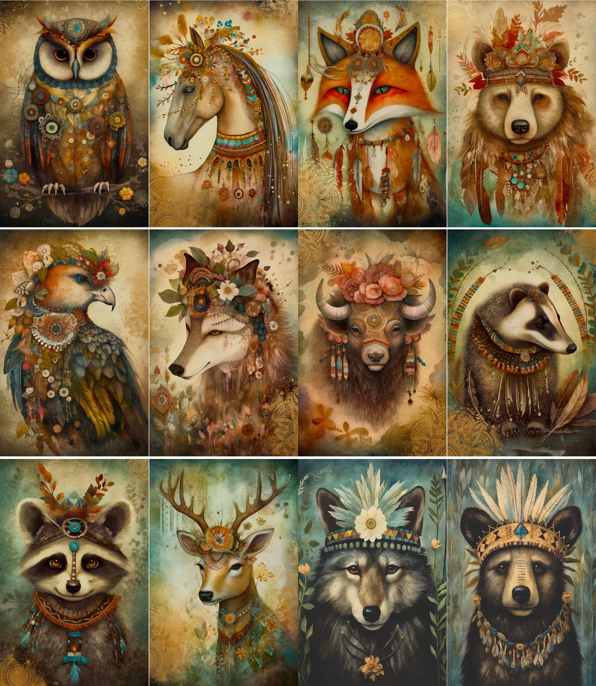 Bohemian Cards Rice Paper, 20.32 x 26.67 cm - Boho for Decoupage Furniture Crafts