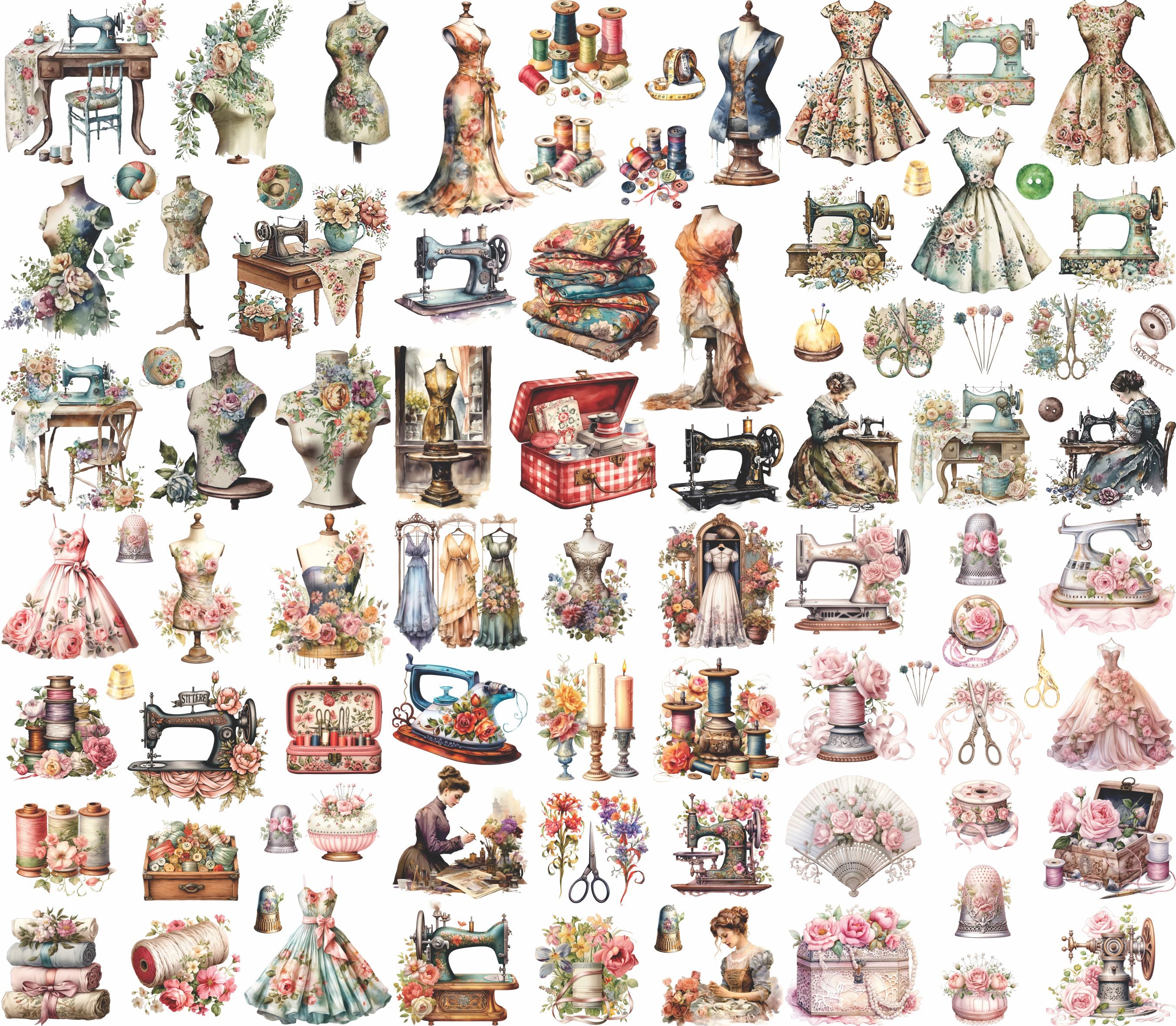 Victorian Sewing Rice Paper, 20.32 x 26.67 cm - for Decoupage Furniture Crafts