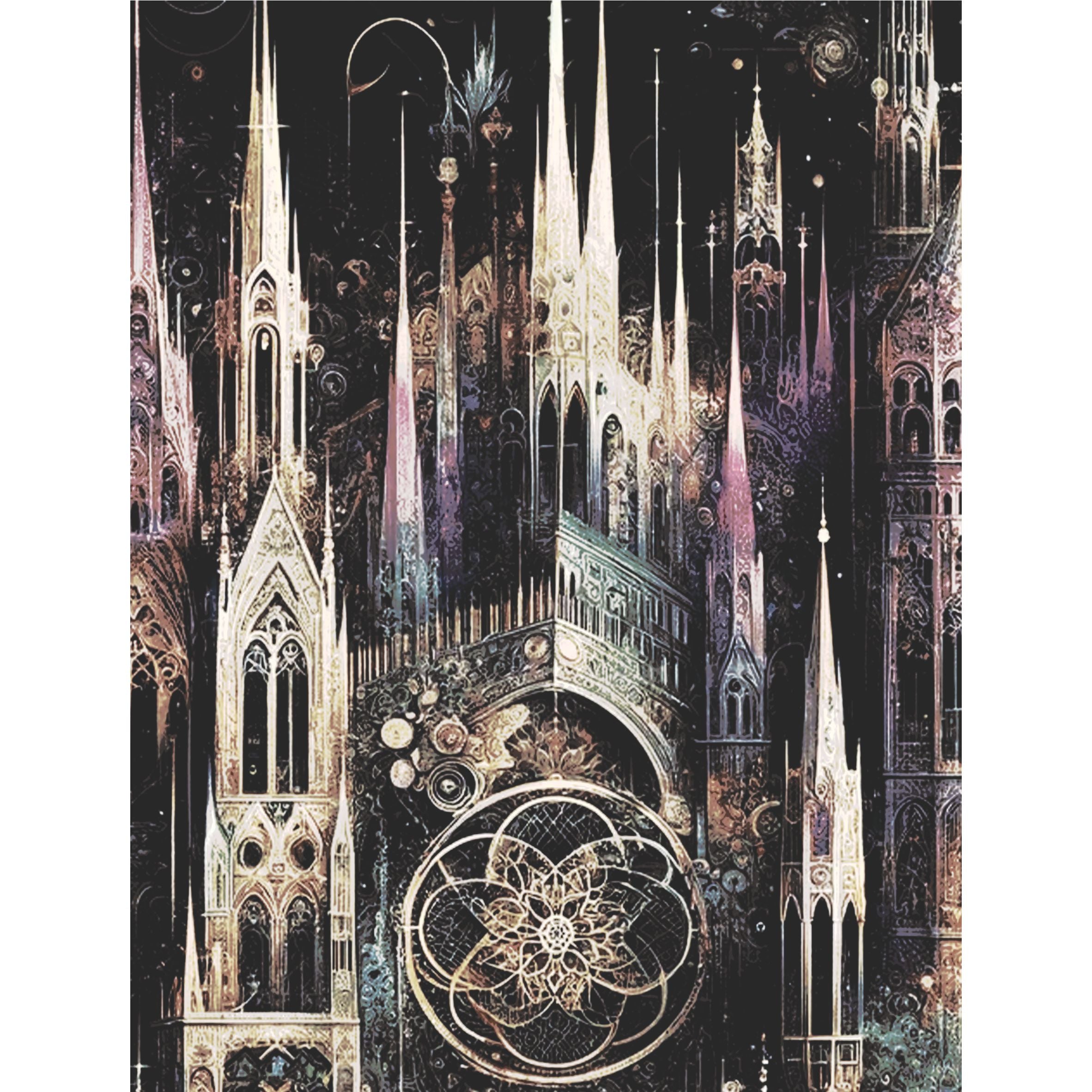 Gothic Spires Rice Paper, 20.32 x 26.67 cm - for Decoupage Scrapbooking Cards Crafts