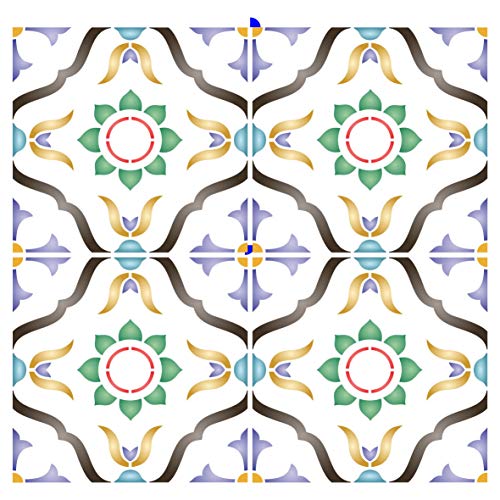 Moroccan Tile Stencil, 30.48 x 30.48 cm (L) - Talavera Mexican Turkish Italian Tile
