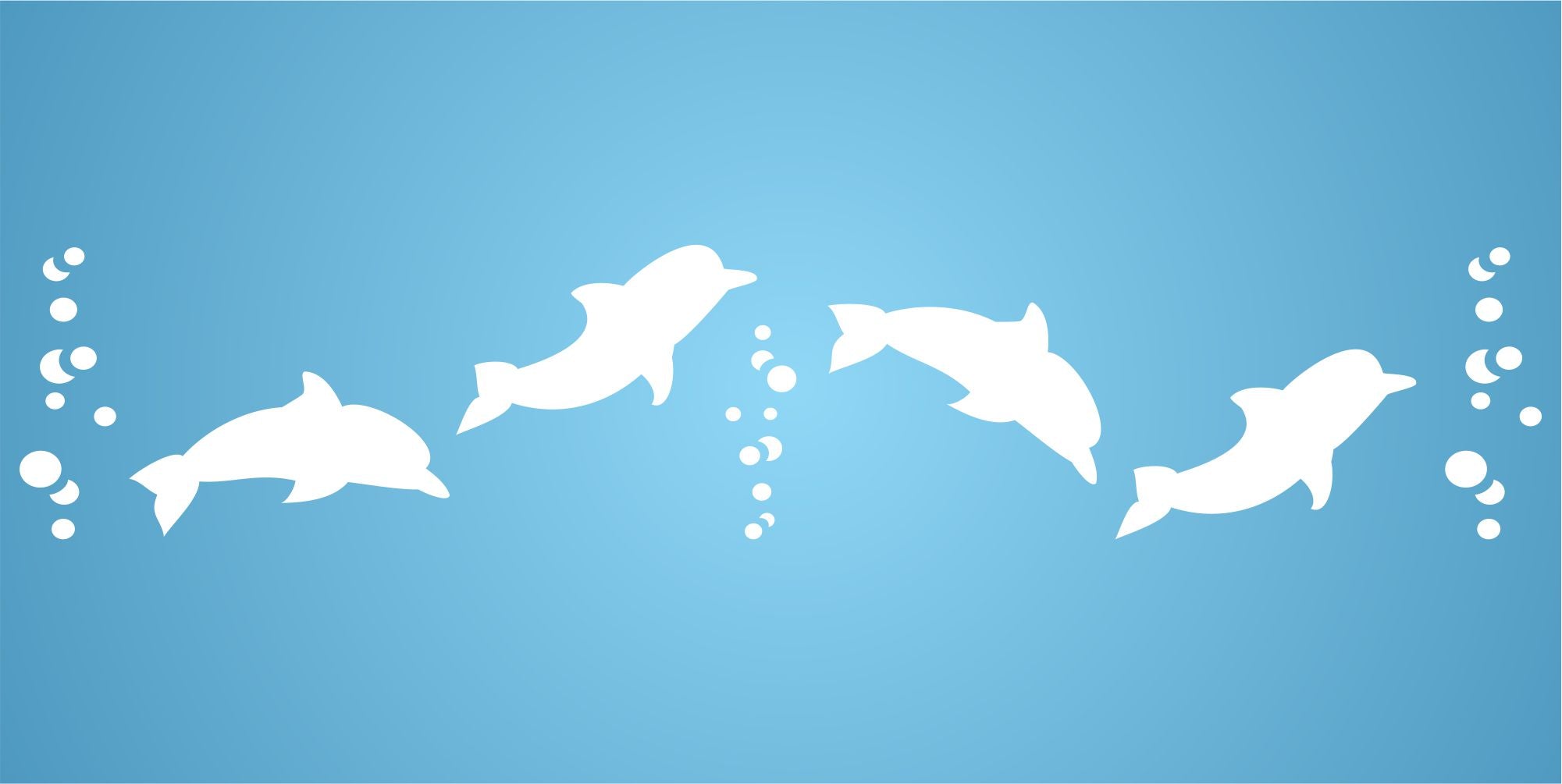 Dolphins, 16.51 x 3.18 cm- Sea Ocean Nautical Seashore Reef Border