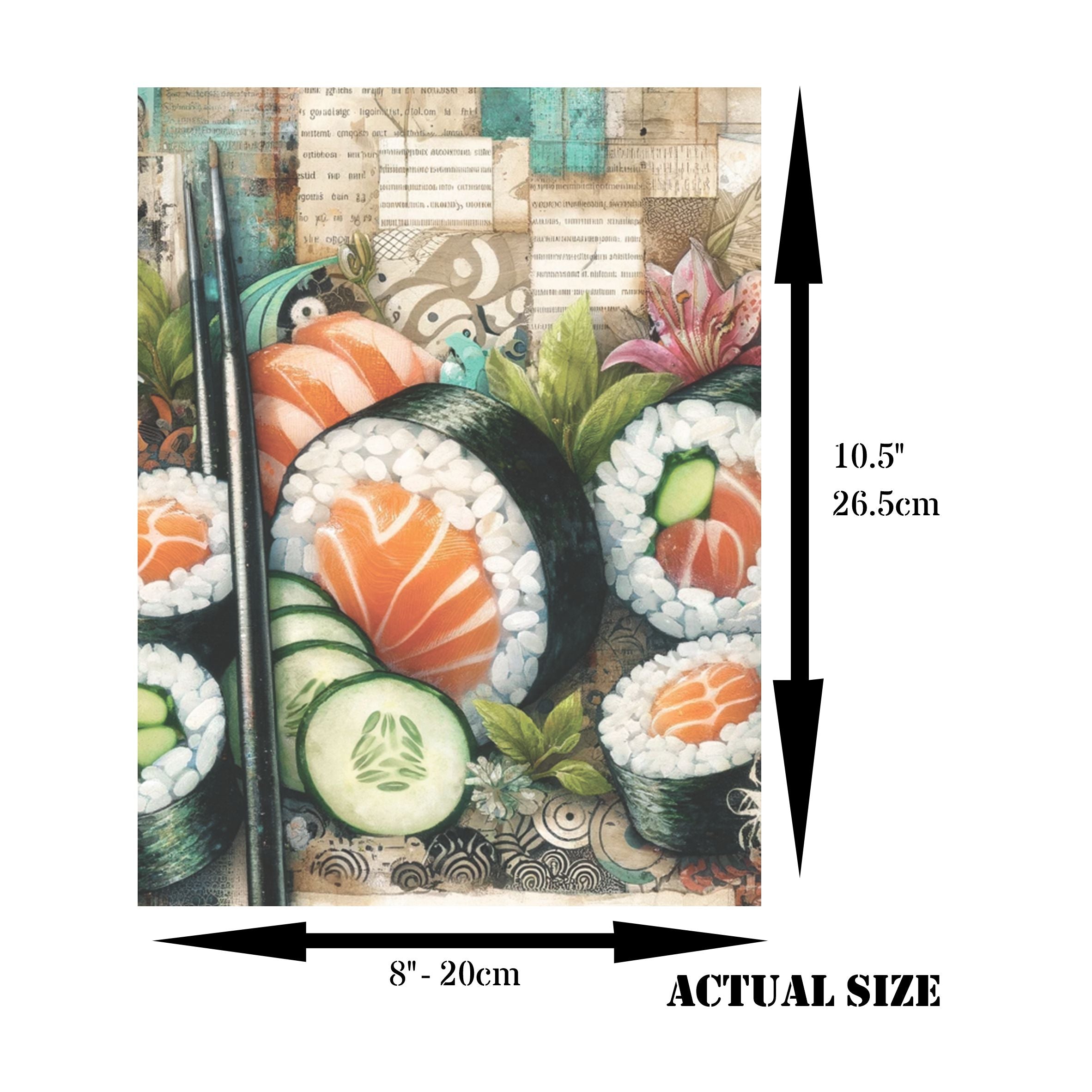 Sushi Rice Paper, 20.32 x 26.67 cm - for Decoupage Scrapbooking Cards Crafts