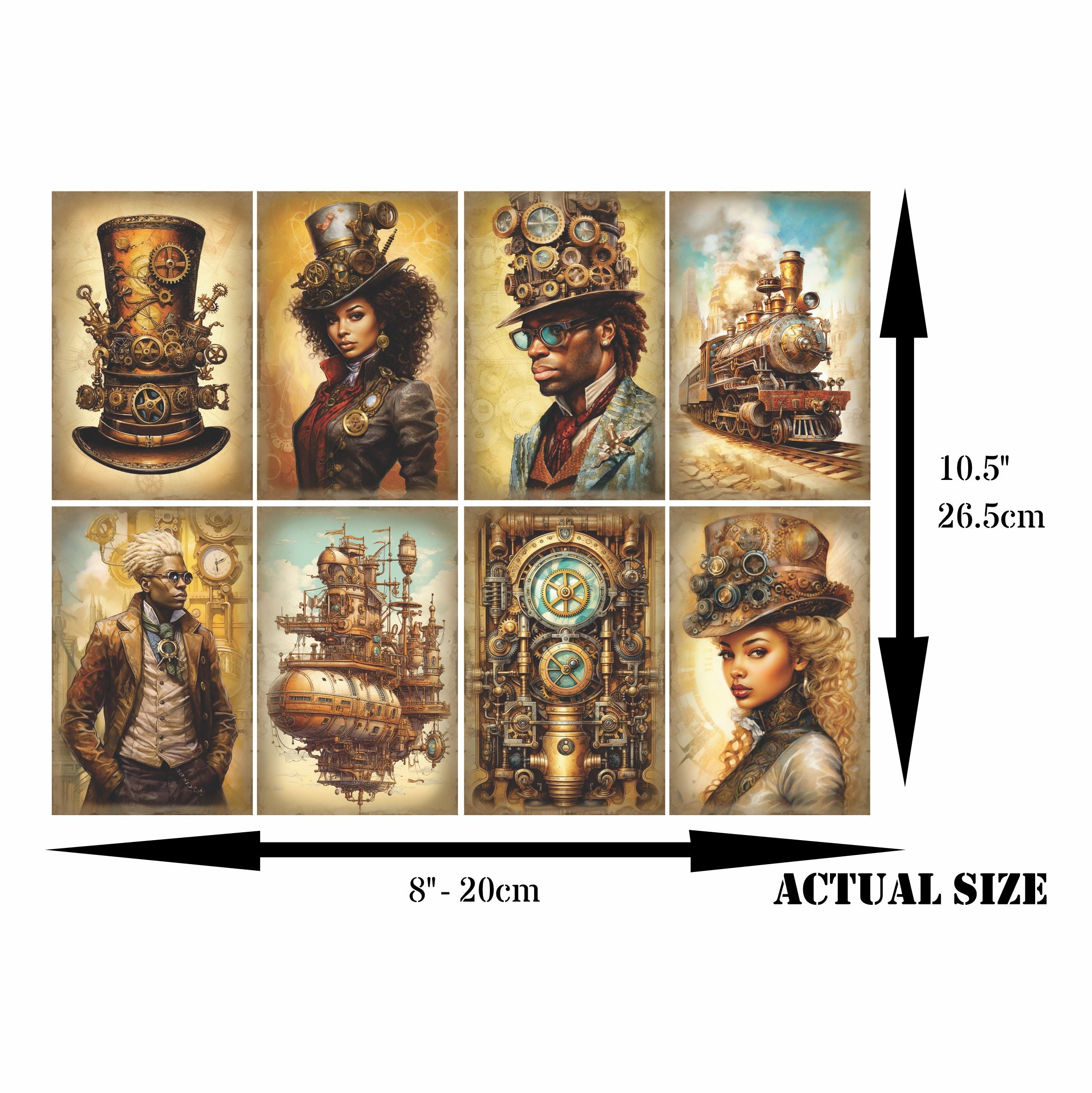 Steampunk Mulberry Rice Paper, 20.32 x 26.67 cm - for Decoupage Cards Crafts