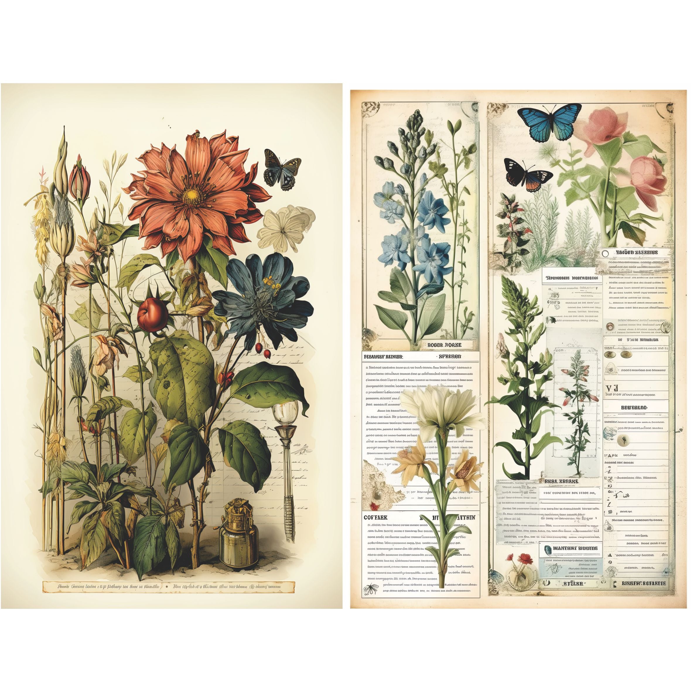 Botanical Decoupage Rice Paper, 20.32 x 26.67 cm - for Decoupage Scrapbooking Crafts