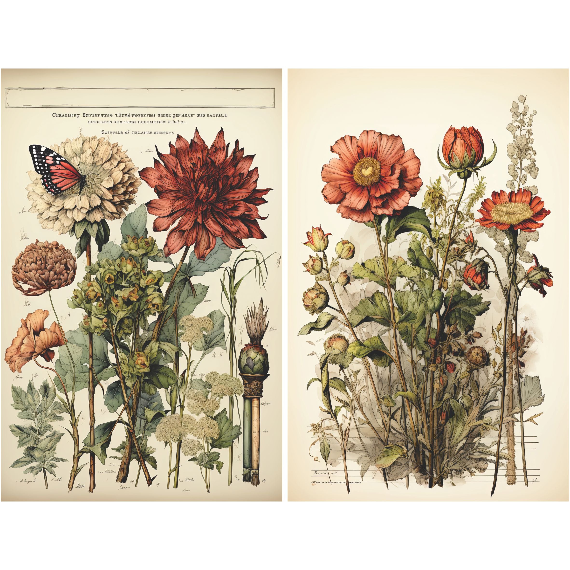 Botanical Decoupage Rice Paper, 20.32 x 26.67 cm - for Decoupage Scrapbooking Crafts