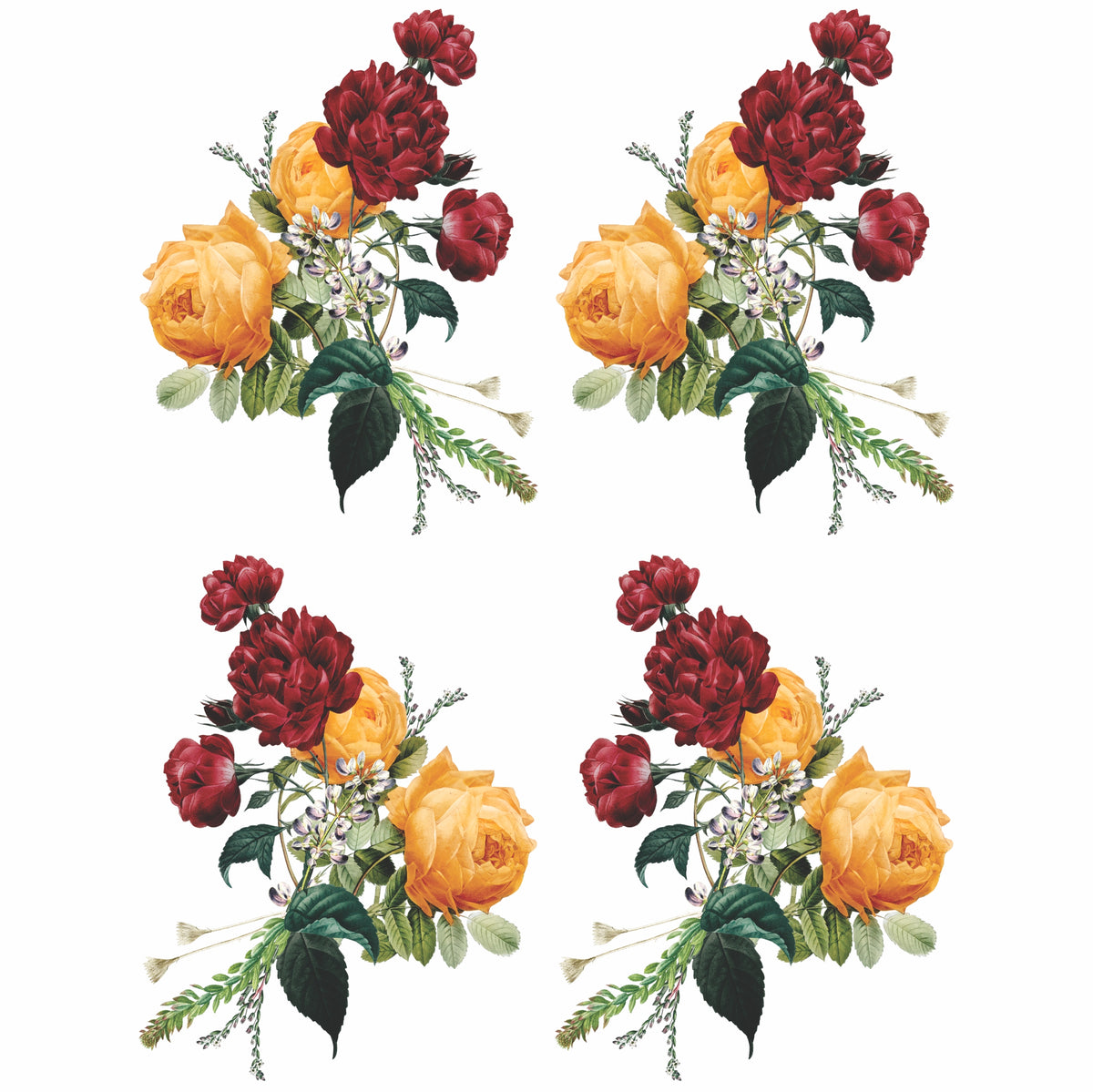 Yellow Rose Bouquet Rice Paper- 6x 1 Bouquet Printed in 2 Sizes on 30gsm