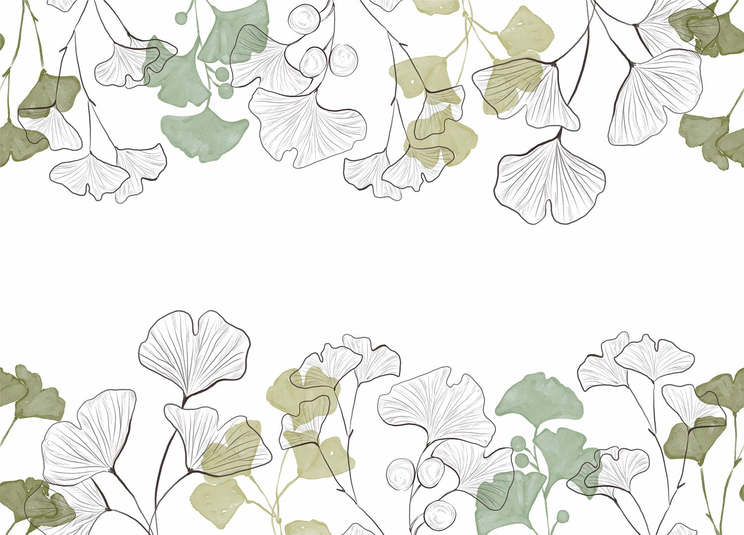 Ginkgo Border Rice Paper- 3 Sheets Printed Mulberry Paper Border 36gsm