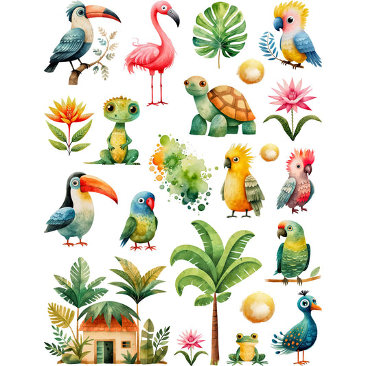 Jungle Animals Rice Paper, 20.32 x 26.67 cm – Decoupage Scrapbooking Cards Craft