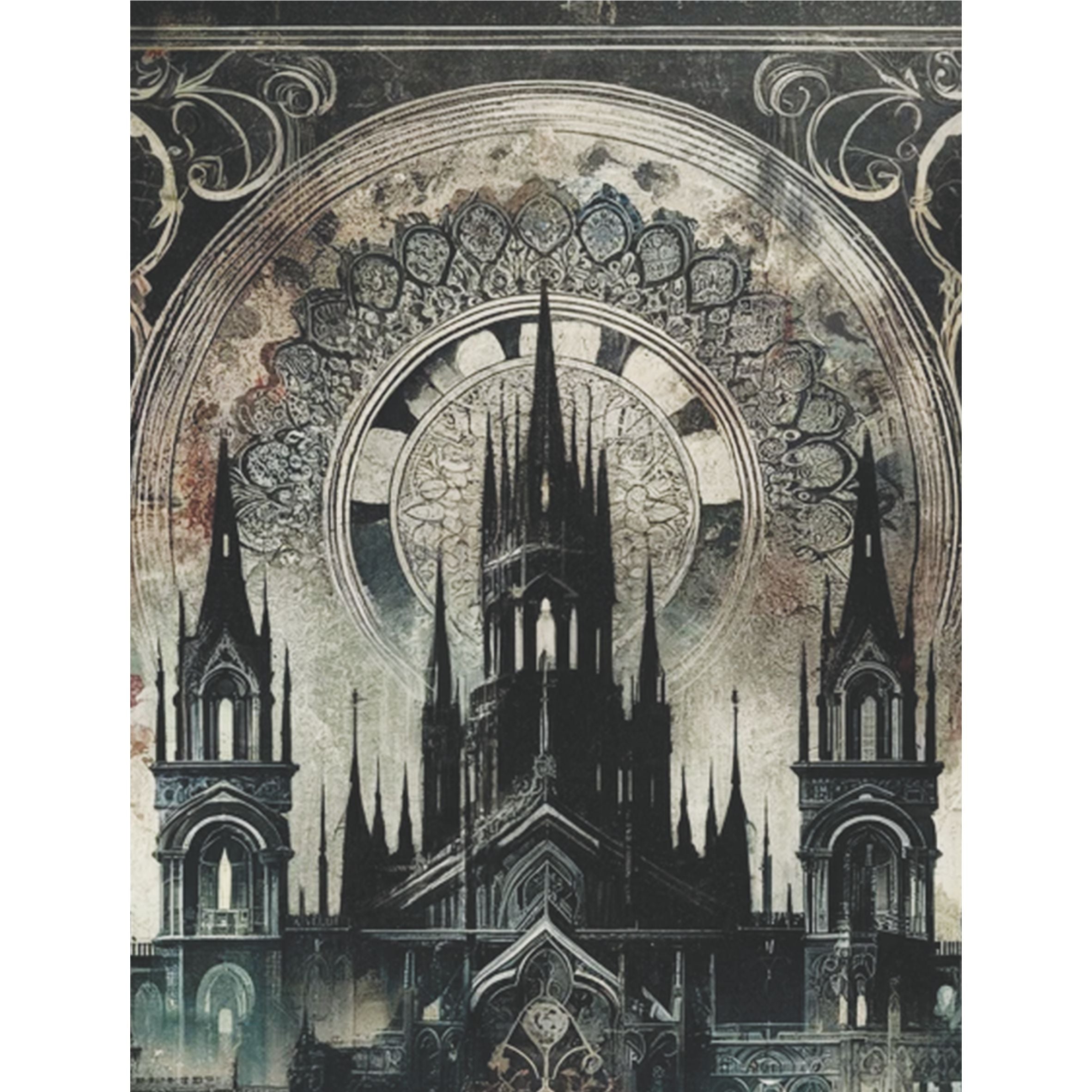 Gothic Church Rice Paper, 20.32 x 26.67 cm - for Decoupage Scrapbooking Cards Crafts