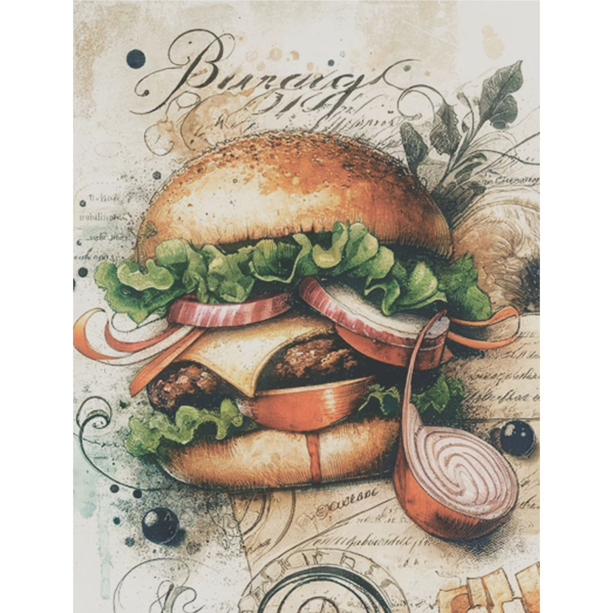 Diner Food Rice Paper, 20.32 x 26.67 cm - for Decoupage Scrapbooking Cards Crafts