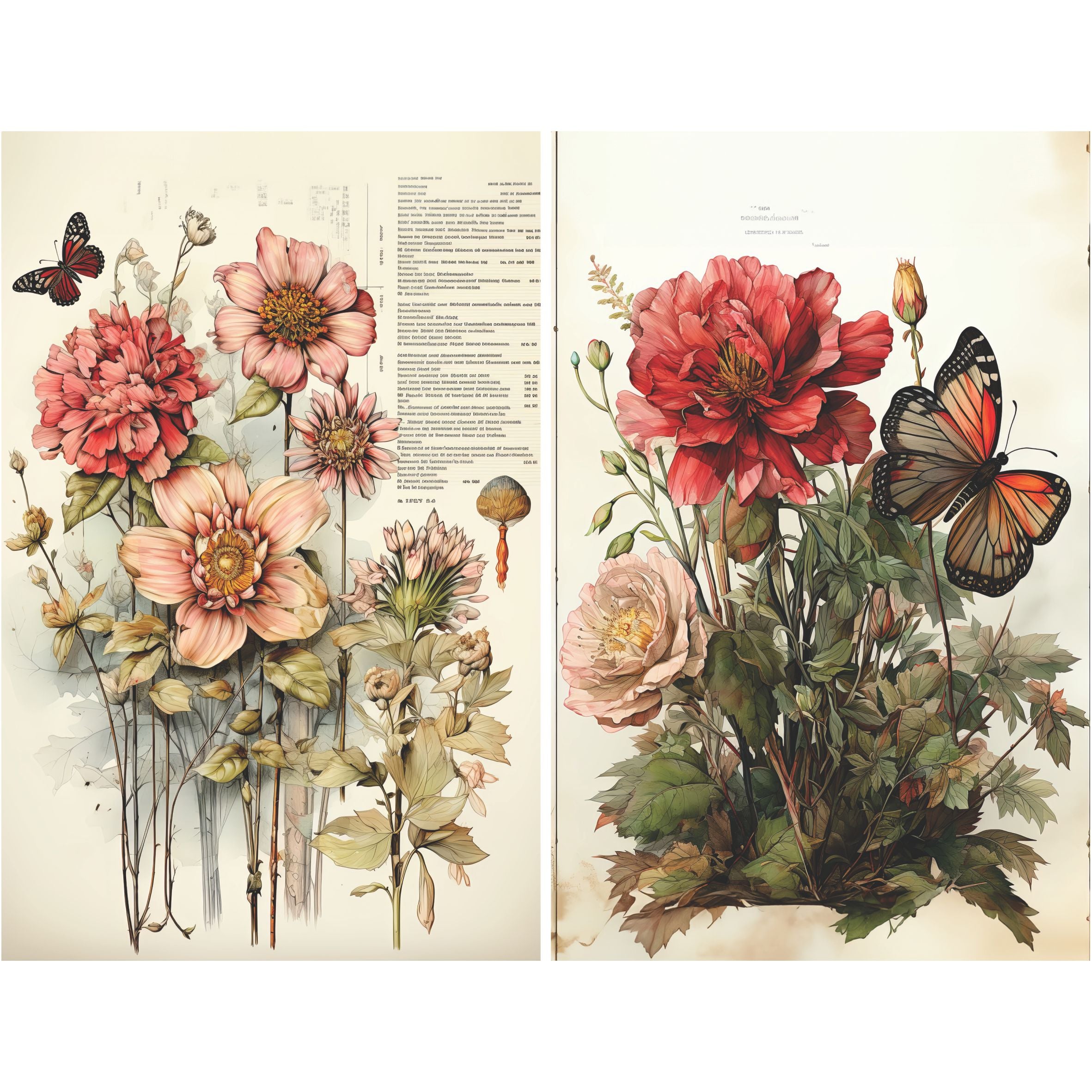 Botanical Decoupage Rice Paper, 20.32 x 26.67 cm - for Decoupage Scrapbooking Crafts